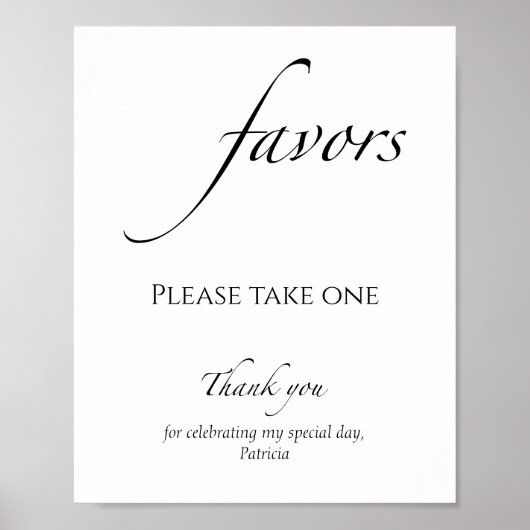 Schwarz/Weiß-Brautparty-Favoriten-Zeichen Poster (Vorne)