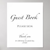 Schwarz-Weiß-Brautparty-Gästebuchsignatur Poster (Vorne)