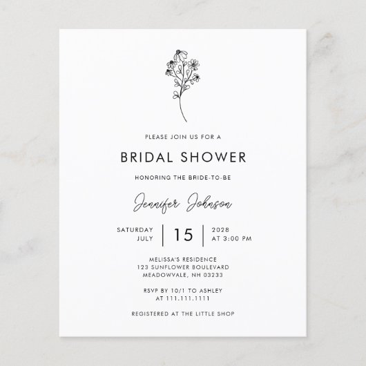 Schwarz-Weiß-Brautparty im HAUSHALT - Einladung Flyer (Vorne)