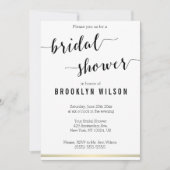 Schwarz-Weiß-Brautparty lädt goldene Linien ein Einladung (Vorderseite)