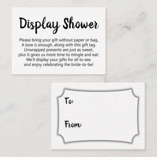 Schwarz-Weiß-Brautparty ohne Wrap-Display Begleitkarte (Vorne/Hinten)