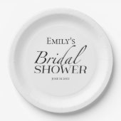 Schwarz-Weiß-Brautparty Pappteller (Vorderseite)