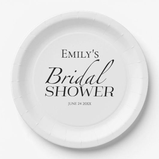 Schwarz-Weiß-Brautparty Pappteller (Vorderseite)