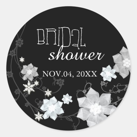 Schwarz-Weiß-Brautparty Runder Aufkleber (Vorderseite)