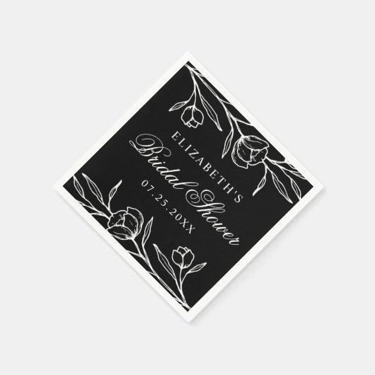 Schwarz-Weiß-Brautparty Serviette (Ecke)