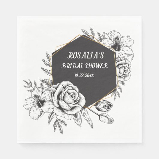 Schwarz-Weiß-Brautparty Serviette (Vorderseite)