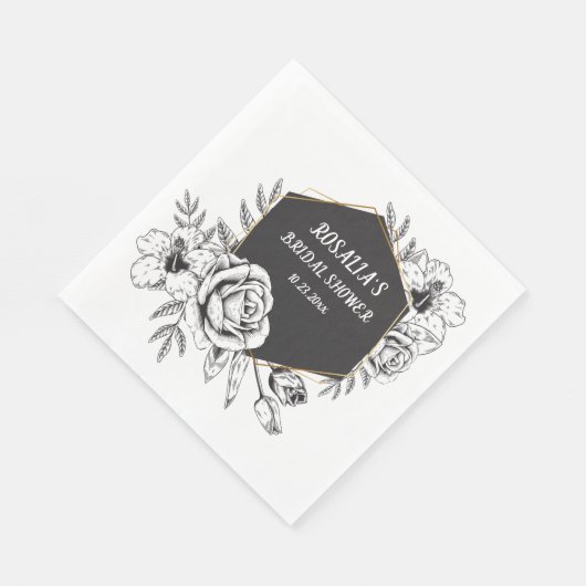 Schwarz-Weiß-Brautparty Serviette (Ecke)