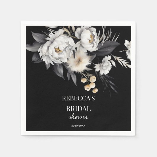 Schwarz-Weiß-Brautparty-Vorlage Serviette (Vorderseite)