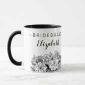 Schwarz-Weiß-Bridesmaid-Bouquet mit Namen Tasse (Links)