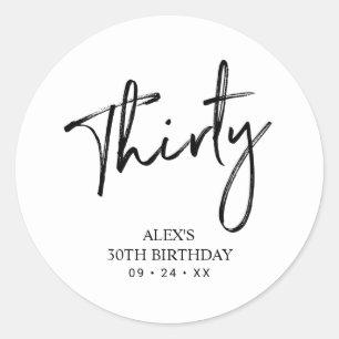 Schwarz/Weiß   Briefe Birthday Gefallen Vielen Dan Runder Aufkleber