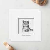 Schwarz-Weiß-Britische Kurzkatze Zeichnend Mitteilungskarte (Vorderseite/Rückseite Beispiel)
