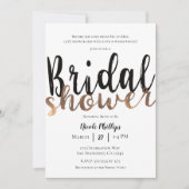 Schwarz-weiß Bronze Modern Glam Brautparty Einladung (Vorderseite)