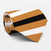 Schwarz, Weiß, Bronze Modernes Stripmuster Krawatte (Gerollt)