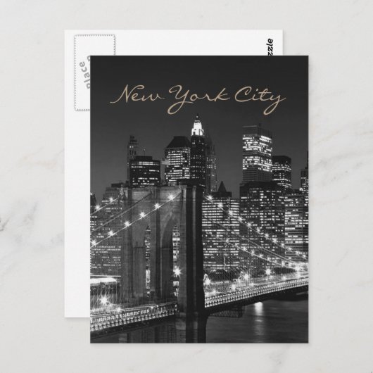 Schwarz-weiß Brooklyn Bridge New York City Postkarte (Vorne/Hinten)