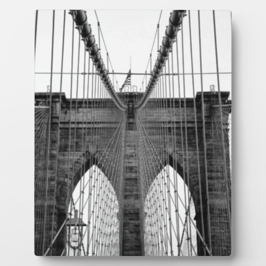 Schwarz-weiß Brooklyn Bridge New York Fotoplatte (Vorderseite)