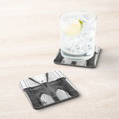 Schwarz-weiß Brooklyn Bridge New York Getränkeuntersetzer (Rechte Seite)