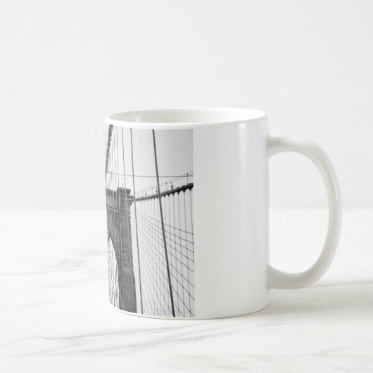 Schwarz-weiß Brooklyn Bridge New York Kaffeetasse (Rechts)