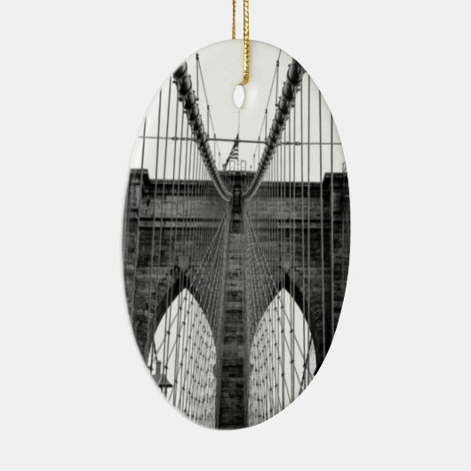 Schwarz-weiß Brooklyn Bridge New York Keramikornament (Rechts)