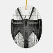 Schwarz-weiß Brooklyn Bridge New York Keramikornament (Vorne)