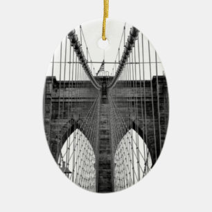 Schwarz-weiß Brooklyn Bridge New York Keramikornament