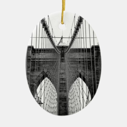 Schwarz-weiß Brooklyn Bridge New York Keramikornament (Vorne)