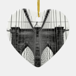Schwarz-weiß Brooklyn Bridge New York Keramikornament