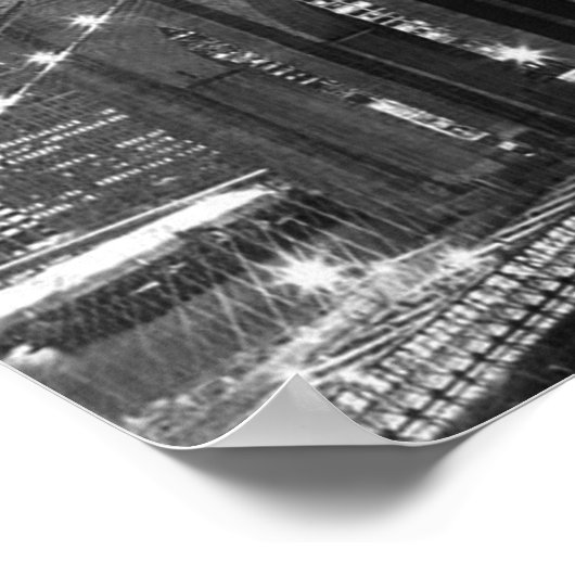 Schwarz-weiß Brooklyn Bridge New York Night Poster (Ecke)