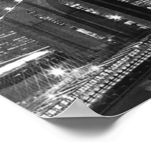Schwarz-weiß Brooklyn Bridge New York Night Poster (Ecke)