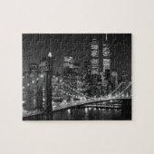 Schwarz-weiß Brooklyn Bridge New York Night Puzzle (Horizontal)