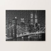 Schwarz-weiß Brooklyn Bridge New York Night Puzzle (Horizontal)