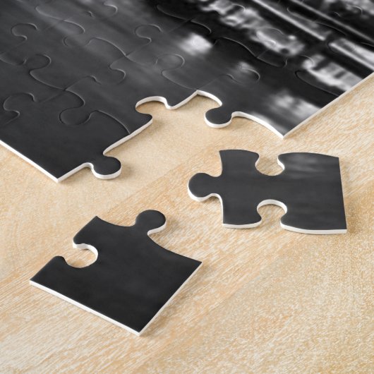 Schwarz-weiß Brooklyn Bridge New York Night Puzzle (Seite)