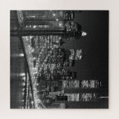Schwarz-weiß Brooklyn Bridge New York Night Puzzle (Horizontal)