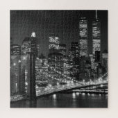 Schwarz-weiß Brooklyn Bridge New York Night Puzzle (Vertikal)