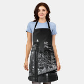 Schwarz-weiß Brooklyn Bridge New York Night Schürze (Getragen)