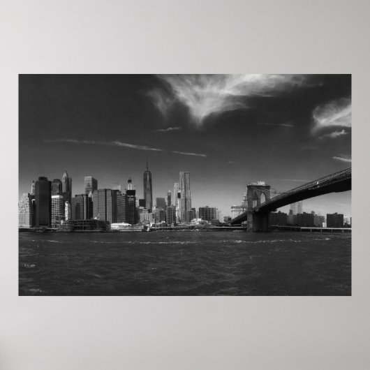 Schwarz-weiß Brooklyn Bridge New York Poster (Vorne)