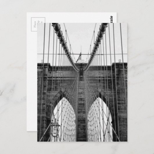 Schwarz-weiß Brooklyn Bridge New York Postkarte (Vorne/Hinten)