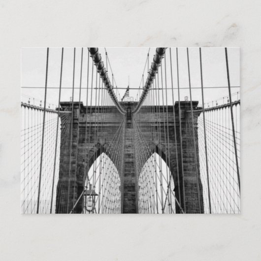 Schwarz-weiß Brooklyn Bridge New York Postkarte (Vorderseite)