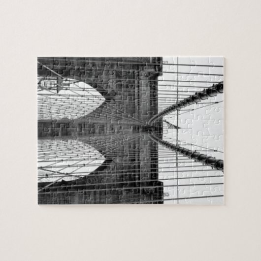 Schwarz-weiß Brooklyn Bridge New York Puzzle (Horizontal)