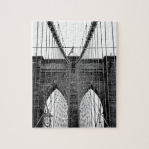 Schwarz-weiß Brooklyn Bridge New York Puzzle