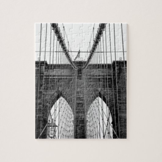 Schwarz-weiß Brooklyn Bridge New York Puzzle (Vertikal)