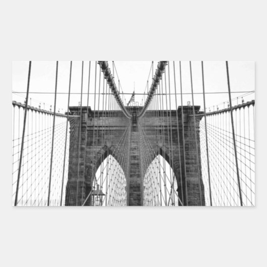 Schwarz-weiß Brooklyn Bridge New York Rechteckiger Aufkleber (Vorderseite)