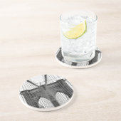 Schwarz-weiß Brooklyn Bridge New York Sandstein Untersetzer (Seite)