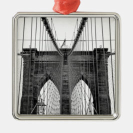 Schwarz-weiß Brooklyn Bridge New York Silbernes Ornament