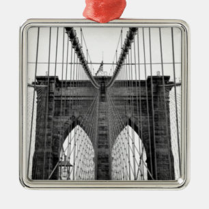 Schwarz-weiß Brooklyn Bridge New York Silbernes Ornament