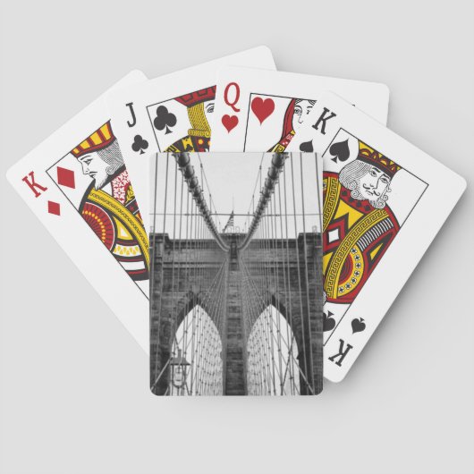 Schwarz-weiß Brooklyn Bridge New York Spielkarten (Rückseite)