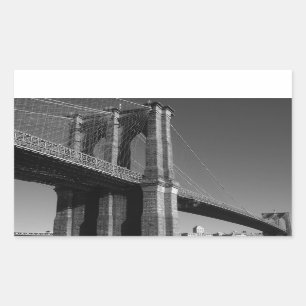 Schwarz-Weiß-Brooklyn-Brücke Rechteckiger Aufkleber