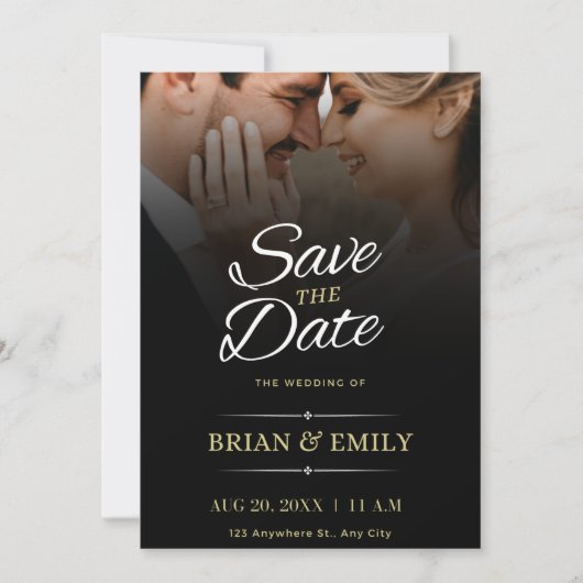 Schwarz-weiß Brown Modern Save the Date (Vorderseite)