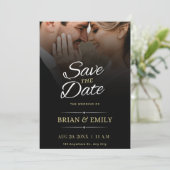 Schwarz-weiß Brown Modern Save the Date (Stehend Vorderseite)