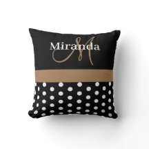Schwarz-weiß Brown Monogram Script Polka Dots
