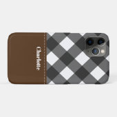 Schwarz-weiß Brown Personalisiert Kariert Case-Mate iPhone Hülle (Rückseite (Horizontal))